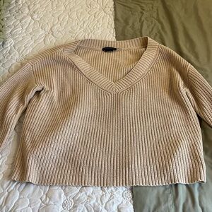 Alice + Olivia Beige V-Neck Sweater